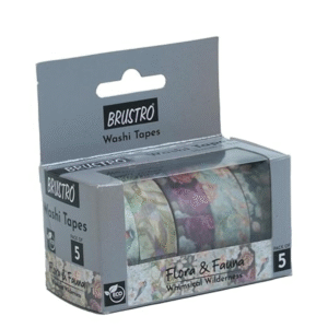 Brustro Craft Paper Delights Washi Tapes (15mm x 5m)-Pack of 5 – Flora & Fauna