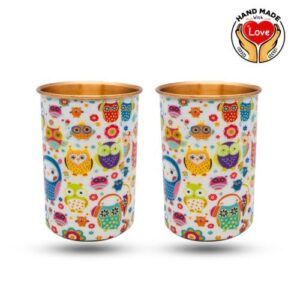 Rare Planet Handicrafts Pvt. Ltd. Copper Glass – Owl Copper Glasses (Set of Two)